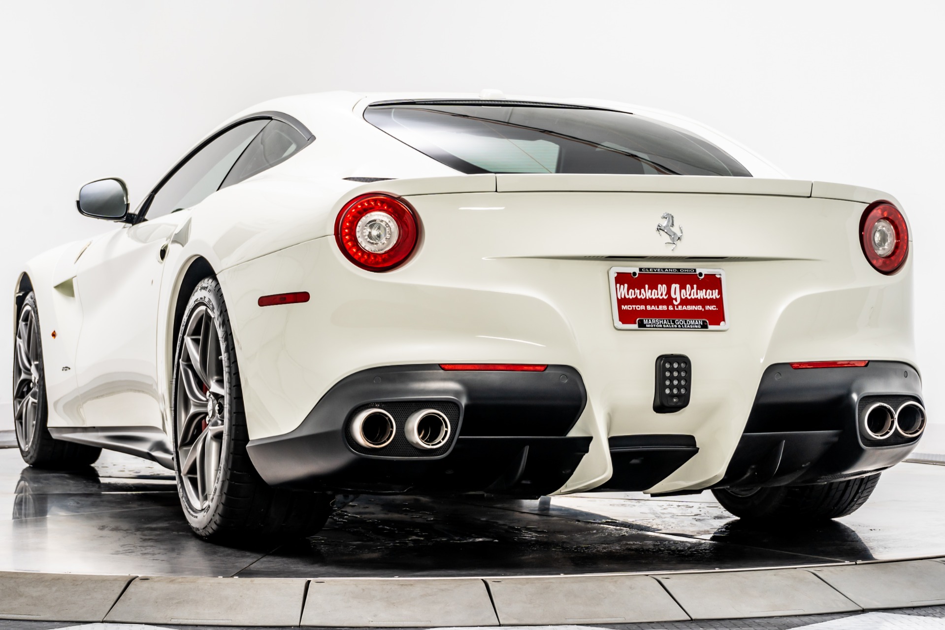 Brilliant White Ferrari F12 Berlinetta Coupe Motor Car Stock Photo